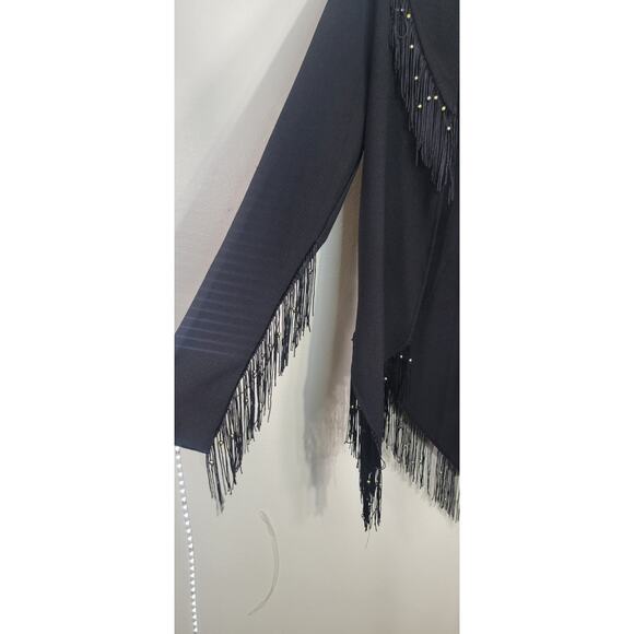 Oh My Love Kimono Black Fringe Size Small Cowgirl Western Boho Rock Goth Kimono - Picture 5 of 11